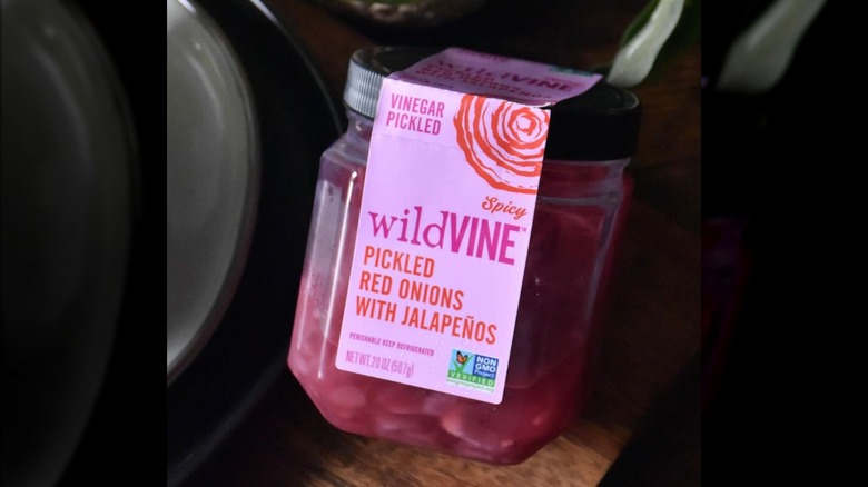 Wildvine pickled red onions with jalapeños jar
