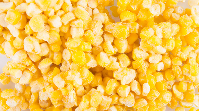 Close-up of frozen corn kernels