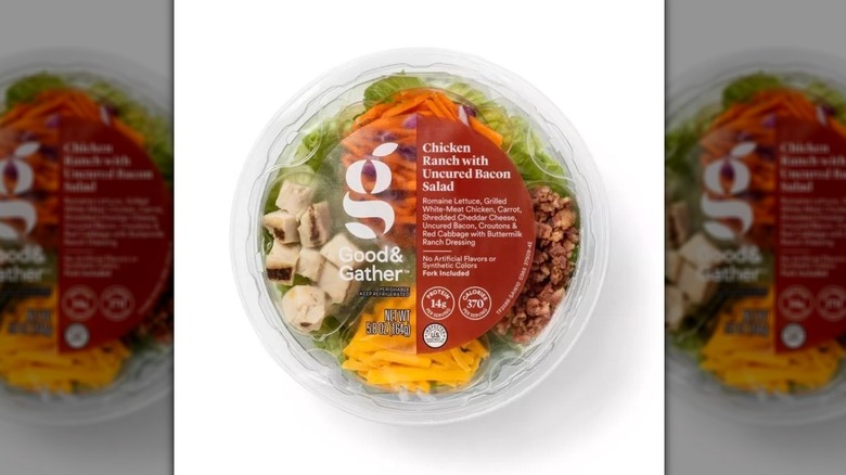 A pre-made Good & Gather Chicken Ranch with Uncured Bacon Salad Bowl