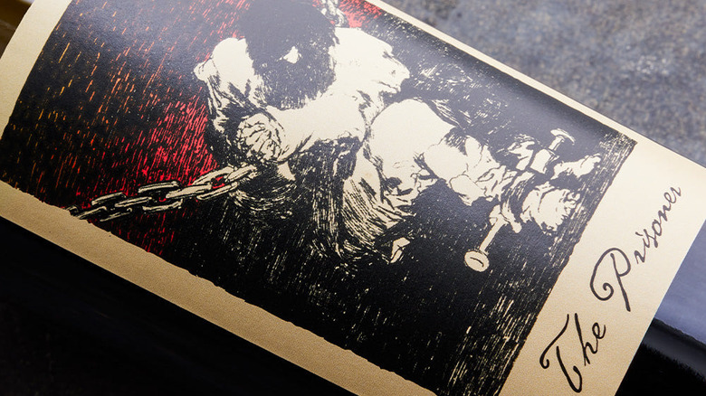 a close-up shot of The Prisoner Red Blend wine label