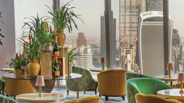 The interior of Sky Lounge with views of London
