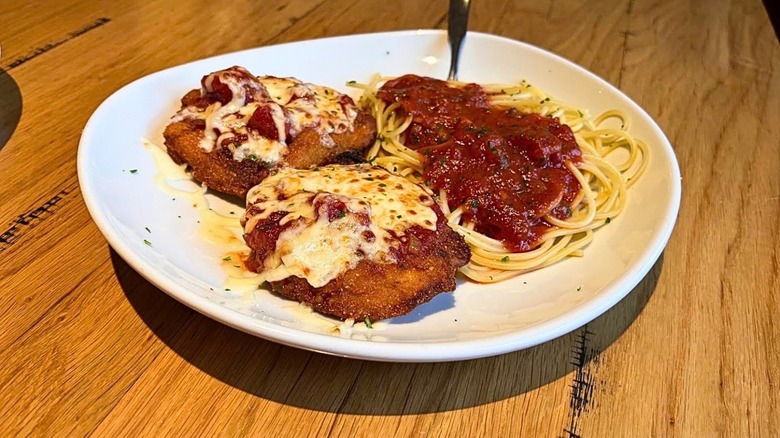 A plate of Chicken Parmigiana from Olive Garden