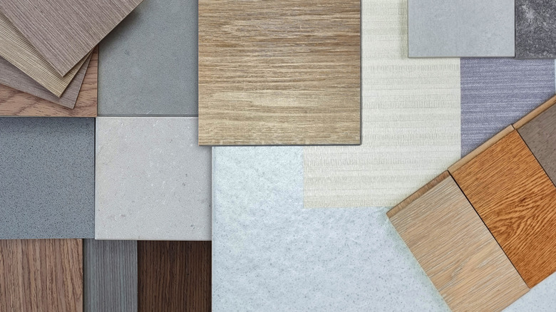 different colors of tiles laying on top of one another