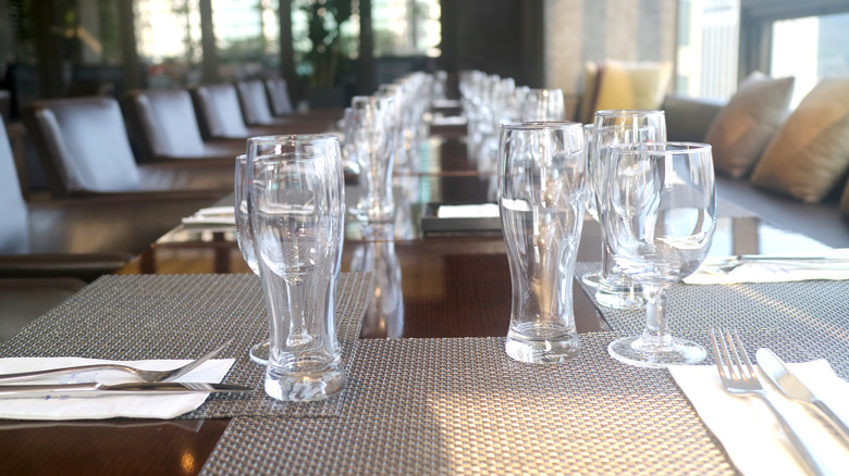 empty glasses on a restaurant table