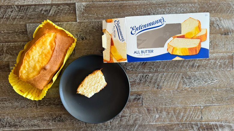 Entenmann's All Butter Loaf Cake on brown wooden surface