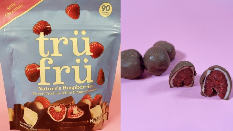 Trü Frü raspberries  in white and milk chocolate