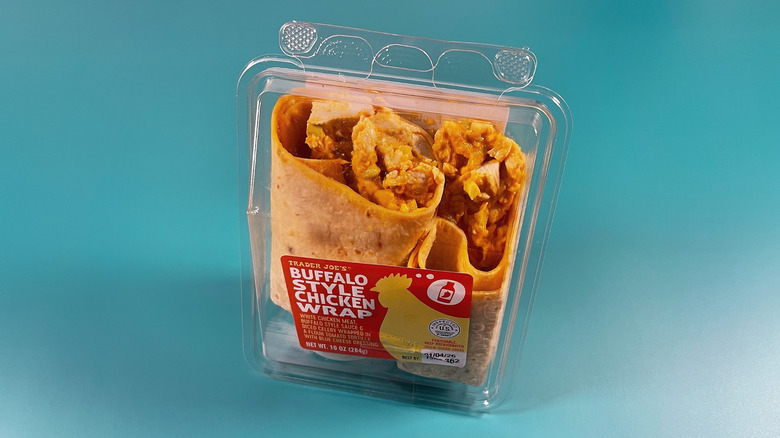 Trader Joe's Buffalo Style Chicken Wrap in a plastic container