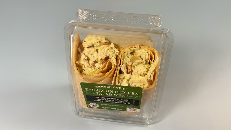 Trader Joe's Tarragon Chicken Salad Wrap in a plastic container