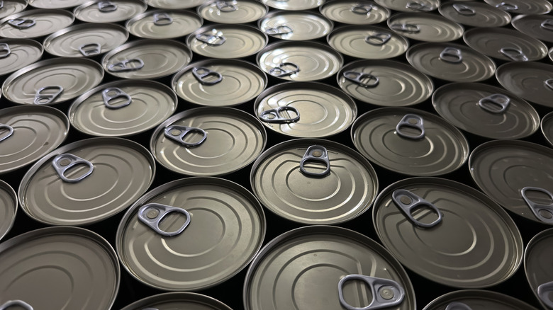 A texture shot of can tops