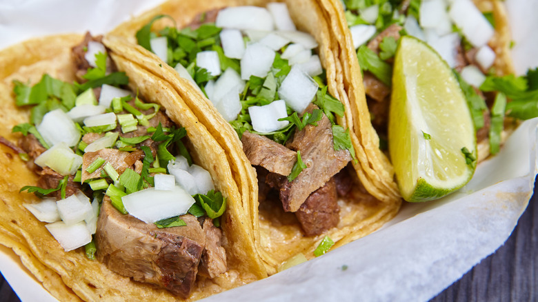 Beef tongue tacos