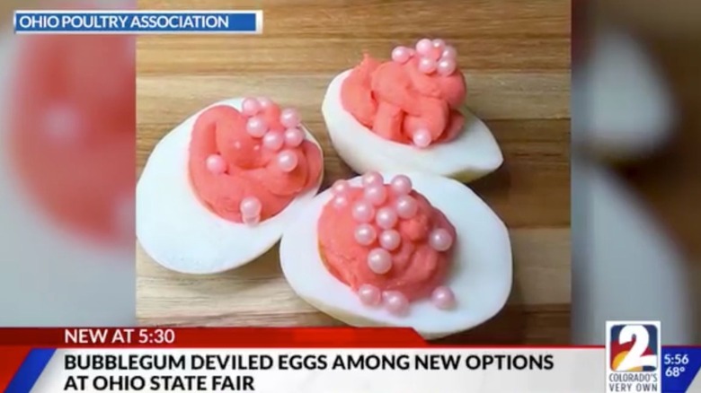 three eggs with pink filling