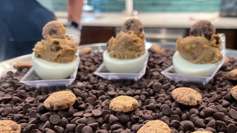 eggs with chocolate chip cookies and dough inside