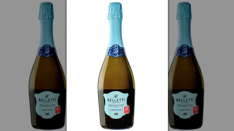A bottle of Belletti prosecco against a white background