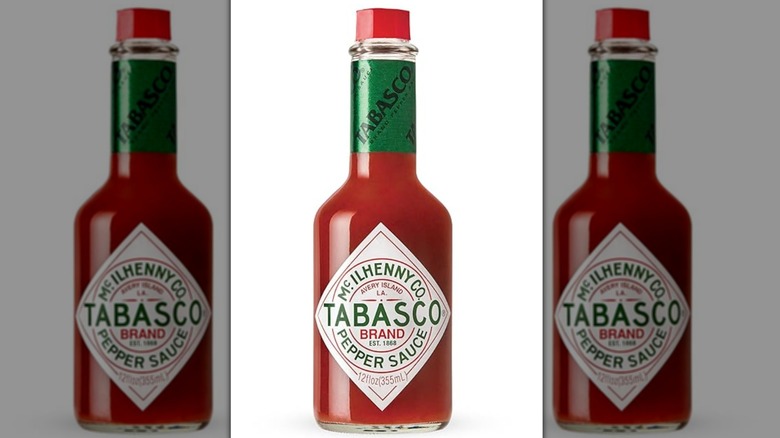 A bottle of Tabasco against a white background