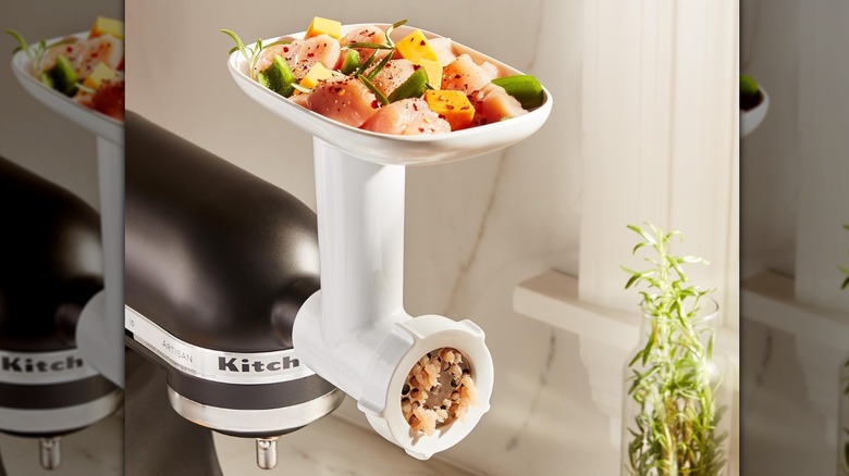 Food tray attachment with ingredients in it