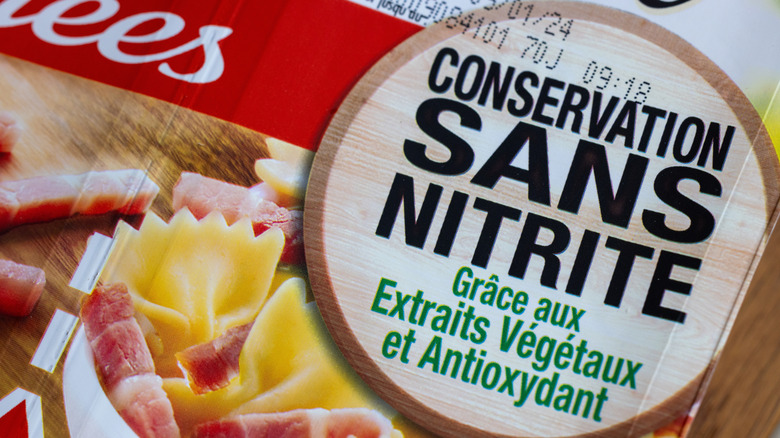 Label in French showing product without nitrites