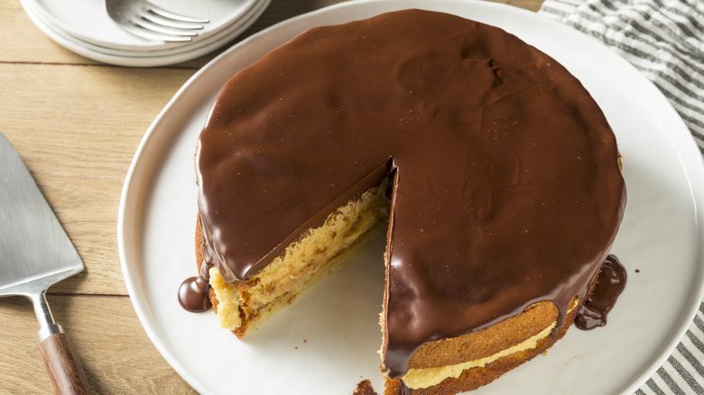Boston cream pie on a plate