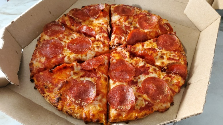 Domino's pepperoni pizza in a box