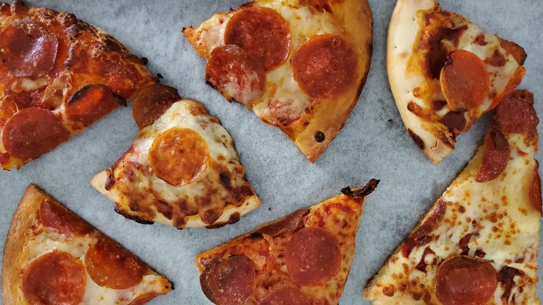 Chain restaurant pepperoni pizza slices