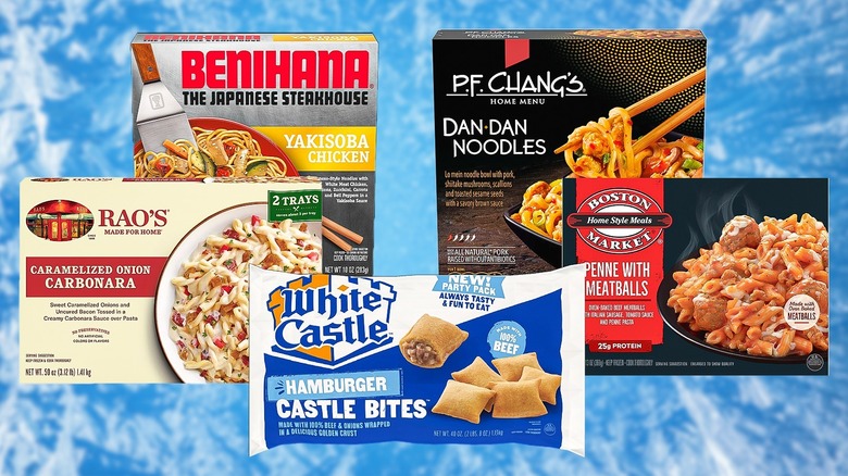 boxes of assorted frozen entrees