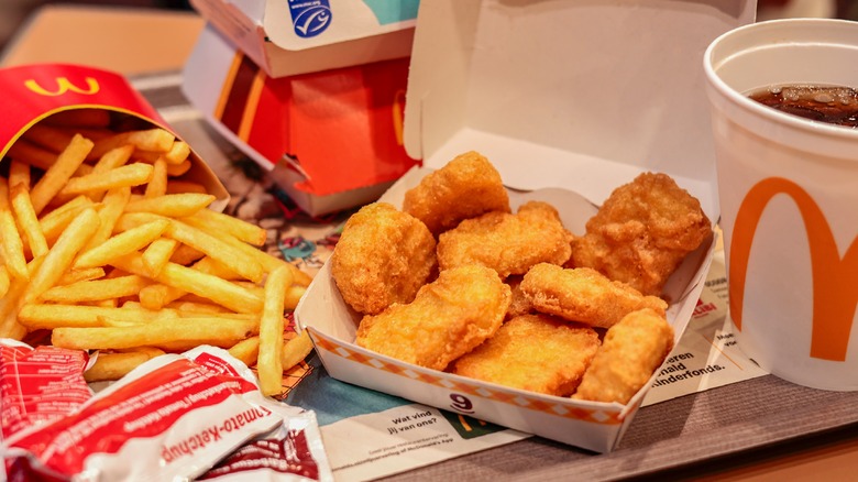 mcnuggets set with fries and a drink
