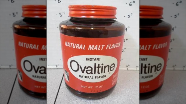 1962 bottle of Ovaltine with red and white label