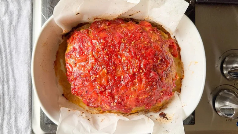 Turkey meatloaf in a baking pan