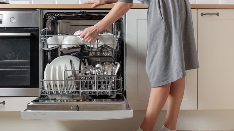 Open dishwasher in kitchen