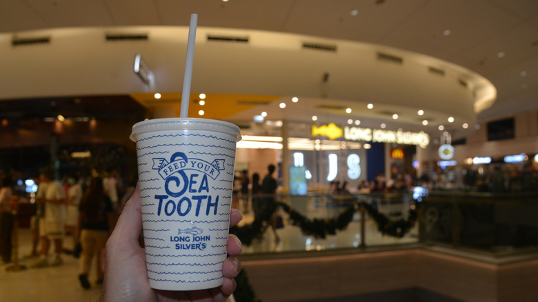 Close up of drinks cup from Long John Silver's