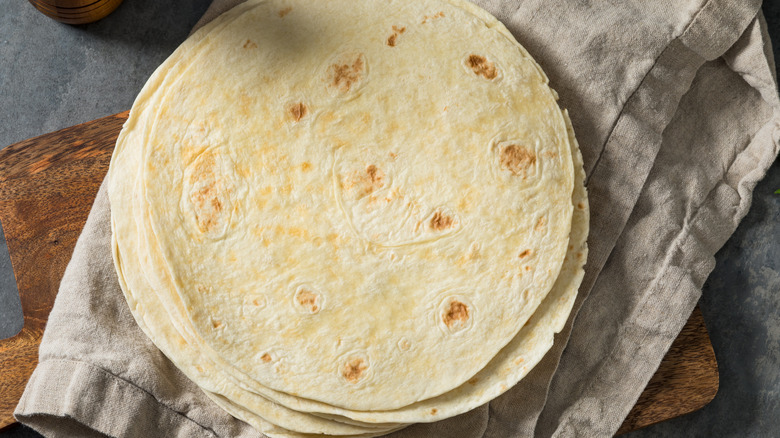 Stack of tortillas on a table