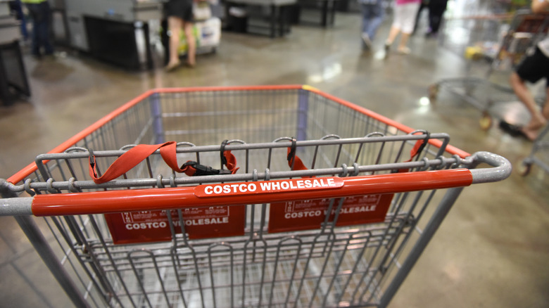 Empty shopping cart inside Costco