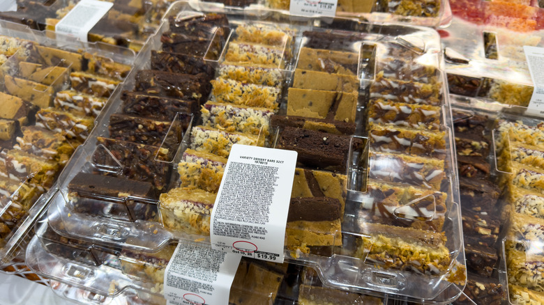 Containers of Kirkland Signature Variety Dessert Bars on display