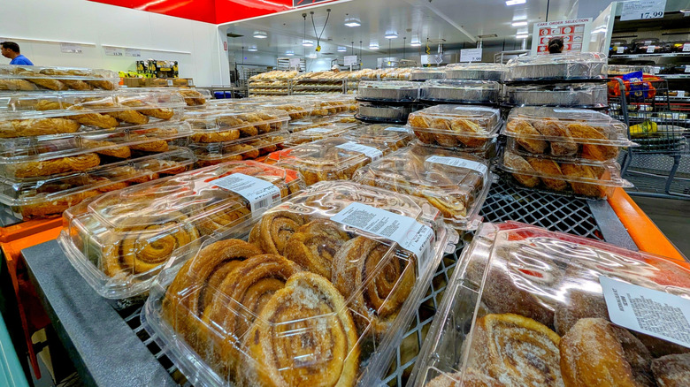 Containers of rolls and other pastries at Costco