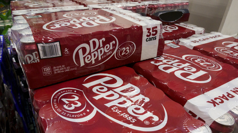 Multipacks of Dr Pepper cans at Costco