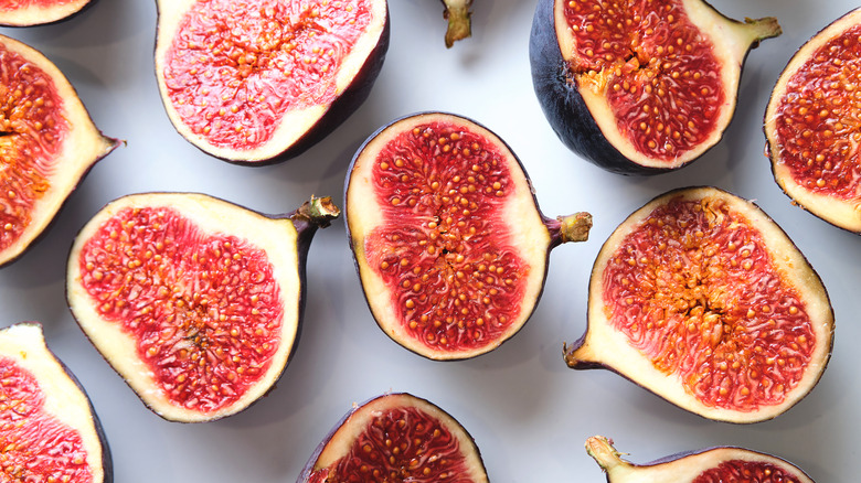 aerial view of halved figs