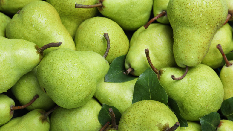 aerial view of green pears