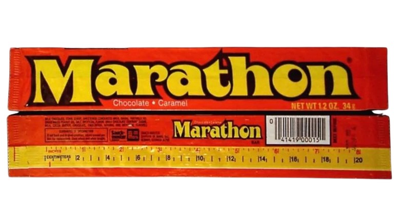 Marathon candy bar wrapper, complete with built-in ruler