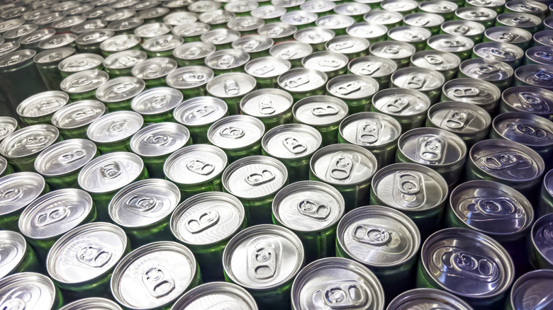 A field of soda cans, seen from an upper angle