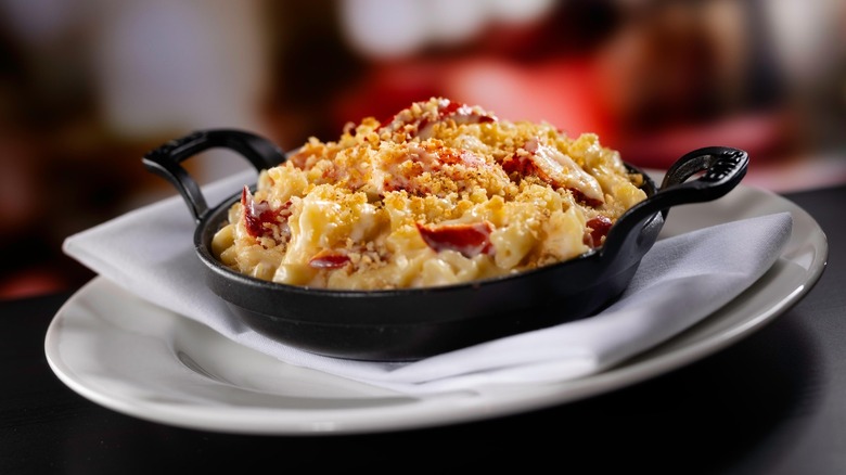 A cast-iron dish containing Capital Grille's Lobster Mac 'N' Cheese