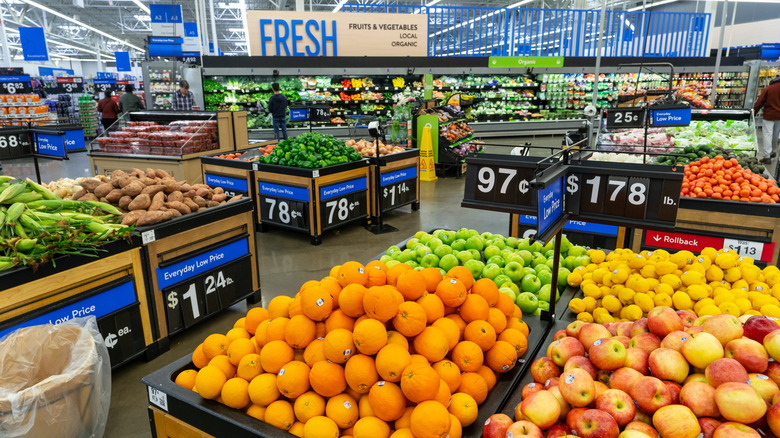 View of Walmart's fresh produce department