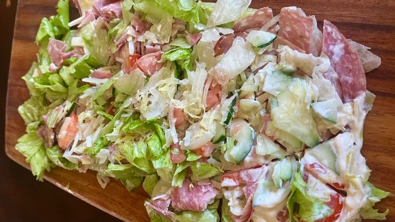 an unwich from Jimmy John's on a wooden board