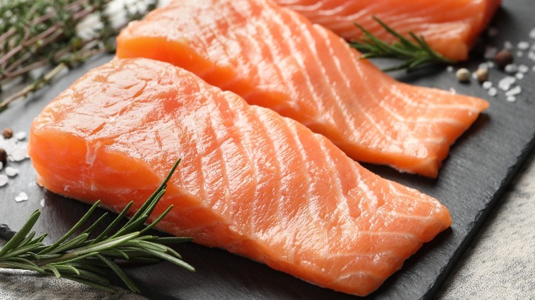Pieces of salmon