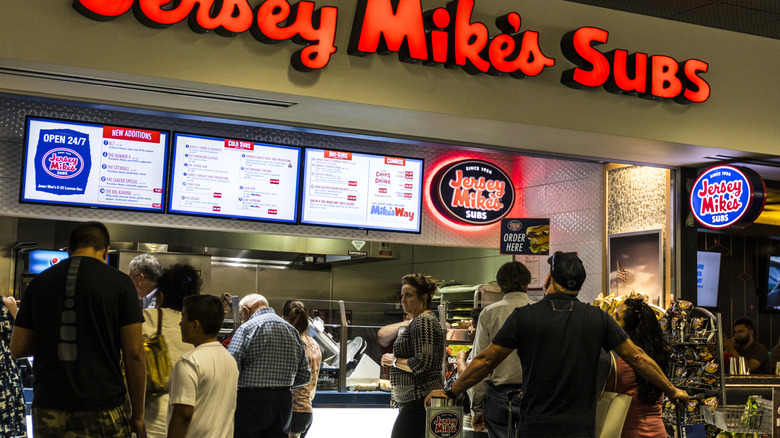 People standing in line to order at Jersey Mike's