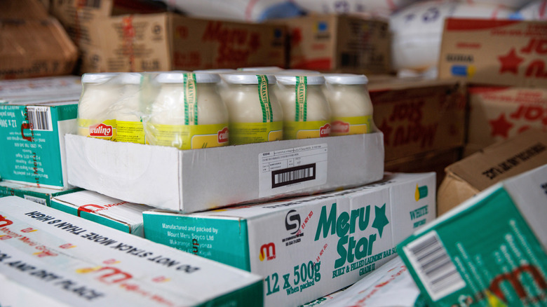 Jars of mayo in a box