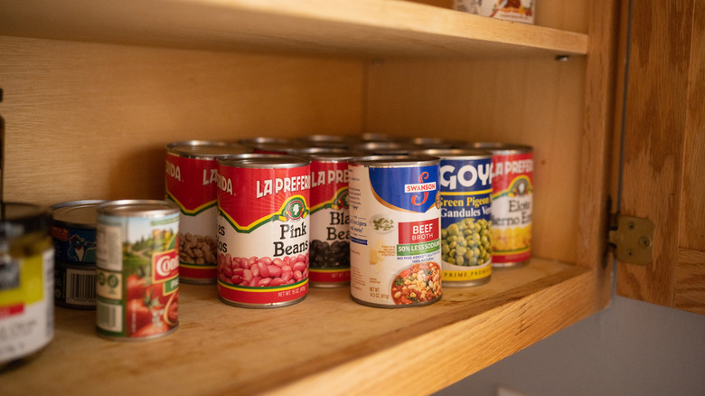 Canned food in the cupboard
