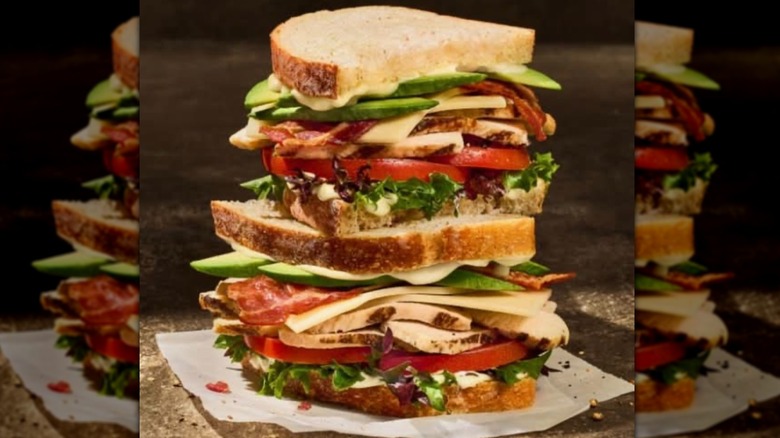 Panera chicken deli sandwich with apple