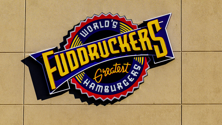 Fuddruckers sign on a wall