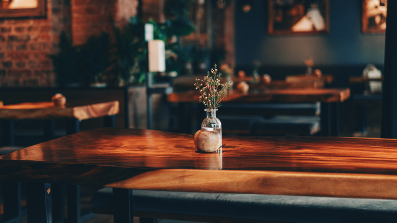Empty tables inside a restaurant