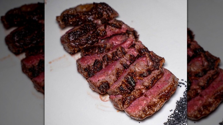 Steak slices on a plate