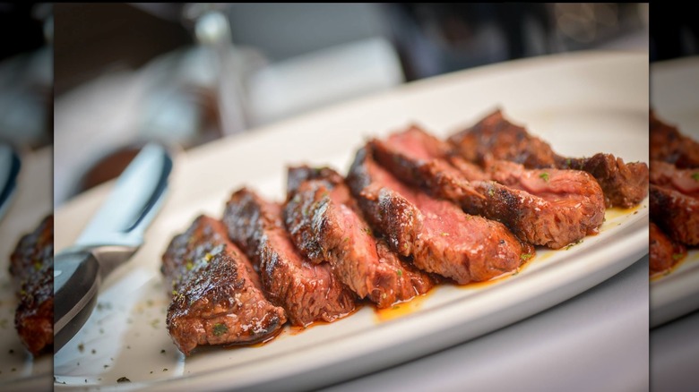 Slices of seasoned steak